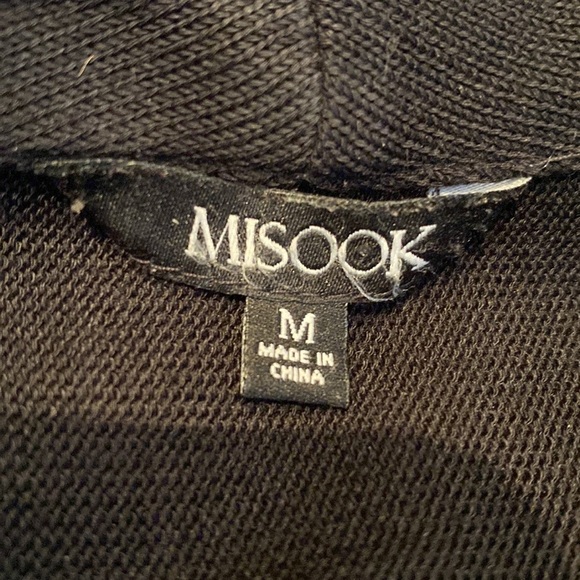 Misook black open sweater cardigan white abstract design medium - Picture 5 of 6